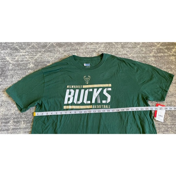 NBA Mens 2XL Tee Shirt Green Milwaukee Bucks Short Sleeve Basketball NWT O3 - Picture 4 of 7